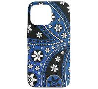 Shades Of White Black Flower Zen Swirl Art Boho Paisley Blu Custodia per iPhone 16 Pro