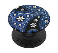 Shades Of White Black Flower Zen Swirl Art Boho Paisley Blu PopSockets PopGrip Adesivo