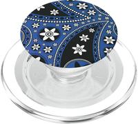 Shades Of White Black Flower Zen Swirl Art Boho Paisley Blu PopSockets PopGrip per MagSafe