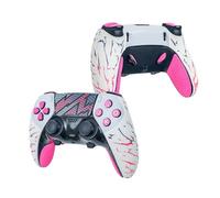 Shadow BOOLT Manopole per controller PS5 DualSense Edge, antiscivolo, multi-texture, assorbe il sudore, pre-tagliate, kit di grip tape skin (rosa e bianco, aggiornato V2.0)