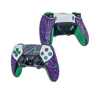 Shadow BOOLT Manopole per controller PS5 DualSense Edge, antiscivolo, multi-texture, assorbe il sudore, pre-tagliate, kit di grip tape skin (viola e verde, aggiornato V2.0)