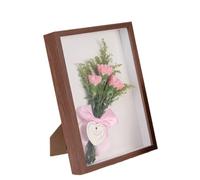 Shadow Box, cornice in legno profonda 3 cm, per fiori secchi, per esporre immagini da 10 x 15 cm con tappetino o 13 x 17 cm senza tappetino, per cimeli, foto, tappi di bottiglia e medaglie (marrone