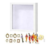 Shadow Box Picture Frame - Family Memory Museum Silhouette Case, Display Frame Shadow Box for Wedding, Graduation, Retirement | DIY Personized Mini Museum with Gold Photo Frame and Figurines