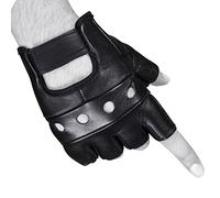 SHADOW DANCE UK Guanti da guida da uomo, classici, retrò, 100% vera pelle, senza dita, per guida, moto, equitazione e ciclismo, guanti da uomo (XXL, guanti neri senza dita, tinta unita)