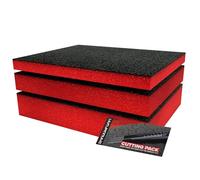 Shadow Foam Confezioni Piccole Iniziale Rosso, 3 pezzi, inserti in schiuma per cassetta degli attrezzi, foglio in schiuma da 40 x 32 cm, confezione mista (profondità 30, 50 e 70 mm)