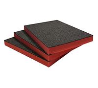 Shadow Foam Easy Peel (600 mm x 420 mm), schiuma personalizzabile per organizzare cassette degli attrezzi (Confezione da tre (Profondità 50mm), Nero su rosso)