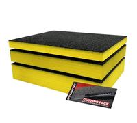 Shadow Foam Kit di Avvio Giallo 3pz | Inserti in Schiuma per Cassetta degli Attrezzi - Foglio di Schiuma 40x32cm Confezione Mista (30, 50 e 70mm di Profondità) Organizzazione Cassetta degli Attrezzi