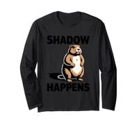 Shadow Happens Groundhog Day - Divertente Gioco di Parole Maglia a Manica