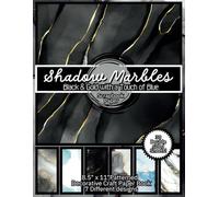Shadow Marbles: Black & Gold with a Touch of Blue Scrapbook Paper: 8.5" x 11"Patterned Decorative Craft Paper Book 7 Different designs
