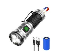 Shadowhawk Mini torcia LED ricaricabile, 5000 lumen, 3 x XTE LED torcia estremamente luminosa con magnete, piccole torce tattiche alimentate a batteria USB, 3 modalità, IPX6 flashlight per le