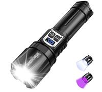 Shadowhawk Torcia a LED ricaricabile con luce nera UV, estremamente luminosa, 500.000 lumen, 2 interruttori e torce tattiche dimmerabili, torcia zoombar per esterni/emergenze, comodo da usare