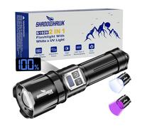 Shadowhawk Torcia LED Potente Professional 2-in-1 UV Doppio Interruttore | 1,000,000 Lumen (Bianca) Ultraluminosa con Luce UV per Campeggio/Trekking/Ispezione, Dimmerazione senza Gradi, Uso Comodo