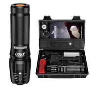 Shadowhawk Torcia Led Potente Professionale,10000 Lumen Ricaricabile Torce Led Alta Potenza,Torcia Tattica Militare IP67 Impermeabile, 5 Modalità flashlight Campeggio Trekking(Con Batterie)