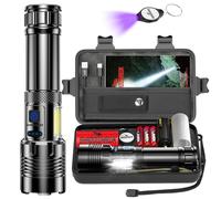 Shadowhawk Torcia LED ricaricabile, 100000 lumen, XHM90.2, torcia LED estremamente luminosa, con lampada da lavoro COB USB, 7 modalità, forti torce elettriche alimentate a batteria per campeggio