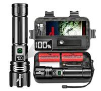 Shadowhawk Torcia ricaricabile 24H Runtime (2 batterie) | IP67 impermeabile 500000 lumen torcia super luminosa con display LCD per campeggio/emergenza/passeggiate con il cane/interruzioni di corrente