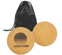SHADYSAND - Palline da massaggio in sughero (x2) - 6 cm - Auto-massaggio per schiena, piedi, cervicali - anti-stress, medioterapia, trrigger punti - con rete di trasporto e libretto digitale di