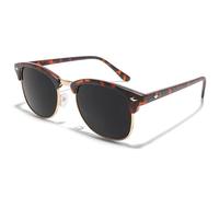 ShadyVEU Super Dark Round Semi Rimless Occhiali Da Sole Protezione UV Retro 60 Mezza Telaio Vintage Inglese Nasello, Tartaruga opaca con finiture dorate, Medium