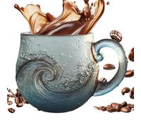 Shaersu Bicchiere Da Caffè In,Con Design A Onde Da 300 Millilitri | Da Caffè Con Manico,Per Bambini, Spiaggia, Casa, Ufficio, Donne, Uomini, Adulti, E Casa