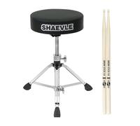 Shaevle Drum Throne - Sgabello imbottito regolabile in altezza, con piedini antiscivolo, per bambini e adulti, con bacchette 5A