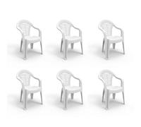 SHAF - Confezione da 6 sedie da esterno Minorca - Sedie impilabili da giardino e terrazza - resistenti ai raggi UV e alle intemperie, plastica riciclata, colore: bianco