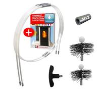 SHAFFER PRO - kit pulizia canna fumaria stufa a pellet 6 Metri - spazzole 80 mm e 100 mm EASYFLEX [ Ebook da scaricare stufa a pellet ] 10 bastoni spazzacamino flessibile kit pulizia tubi canalizata