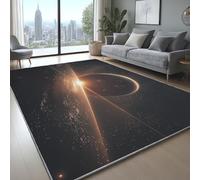 Shaggy Tappeto Fantascienza Fantasy Universo Pianeti Leggera da Pulire Morbido e Soffice Tappeto a Pelo Corto per Casa Ufficio Ingresso Corridoio Soggiorno Nero E Arancione, 120 x 160 cm