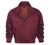 Shah Traders Harrington, giacca Harrington, giacca da uomo Army And Workwear Harrington, giacca in inglese a quadri, fodera a quadretti rossi, taglie XS-4XL, rosso bordeaux, XL