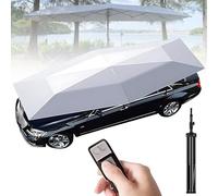 SHAHRYAR Tenda Auto Completamente Automatica, Include Telecomando, Caricabatterie per Auto E per Casa, Borsa da Trasporto, Protegge da Foglie Cadute, Residui di Alberi 5.2m/17.06ftSilver+Stand