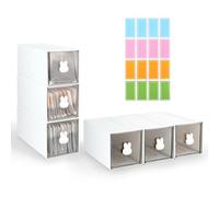 SHAIDOJIO 3 Porta Cialde Caffe, Plastique Porta Bustine the e Tisane, Transparent Porta Tisane Bustine con 1 Foglio Colorato Etichetta, Impilabile Bianco Organizer Cucina per Bustine Di Tè Caffè