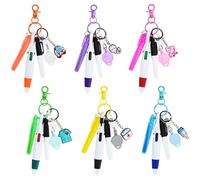 SHAIDOJIO Kit di 6 Penne per Infermieri, Inclusi 6 Evidenziatori, 6 Indelebili, 6 Penne a Sfera Retrattili, 6 Portachiavi con Clip, 6 Portachiavi di Cartone Animato e 6 Porta Badge per Infermieri