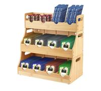 SHAIDOJIO Porta Tisane in Piedi in Bambù, Porta Bustine The E Tisane Impilabile a 3 Livelli, Portas Te Da Parete con 12 Scomparti Rimovibili, Grande Capacità per Bustine Di Tè Caffè Zucchero Snack