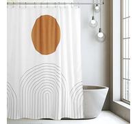 Shaina Tenda da doccia bohémien con sole e archi, 183 x 183 cm, design astratto e minimalista, tessuto impermeabile, opera d'arte azteca sud-ovest per qualsiasi arredamento da bagno bohémien,