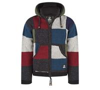 SHAKALOHA - Cardigan patchwork di alta qualità con blu/rosso/antracite/verde/grigio - M Patch NH Winston uomo/unisex - giacca foderata in pile in lana di pecora prodotta in Nepal, Winston Patchwork