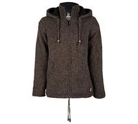 Shakaloha - Giacca di lana con cappuccio - Flash Ziphood marrone scuro - per uomo/unisex in una competizione leale in Nepal - Giacca di lana foderata con cappuccio rimovibile marrone scuro. L