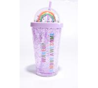 SHAKE CUP SUMMER - Tazza riutilizzabile con coperchio e cannuccia - Doppia parete - Chiusura a vite ermetica - Per acqua minerale, cocktail, frutta e succhi. Bicchiere. Un regalo per tutti i bambini.