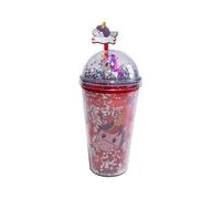 SHAKE CUP UNICORN - Tazza riutilizzabile con coperchio e cannuccia - Doppia parete - Chiusura a vite ermetica - Per acqua minerale, cocktail, frutta e succhi. Bicchiere. Un regalo per tutti i bambini.