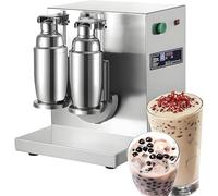 Shaker Automatico per Tè Al Latte, Mixer per Bevande in Acciaio Inox Con 4 Tazze, Doppia Testa Elettrica a 360°/Timer Digitale 1~120/S/350-1000Ml,Per Bubble Tea Commerciale, Succo, Caffè,Latte E Vino