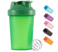 Shaker Bottiglia per acqua in plastica mista in polvere proteica, 400 ml, con tappo Mixball, senza perdite, per fitness, sport, palestra, supplemento per bevande (verde)