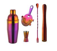 Shaker Cocktail,Kit Cocktail Set Di Shaker For Cocktail In Acciaio Inossidabile Da 750 Ml, Strumenti Barista, Pestello Moijto, Tappo Bottiglia Vino, Articoli, 1-8 Pezzi(Orange)