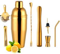 Shaker Cocktail,Kit Cocktail Set Di Shaker For Cocktail In Acciaio Inossidabile Da 750 Ml, Strumenti Barista, Pestello Moijto, Tappo Bottiglia Vino, Articoli, 1-8 Pezzi(Gris foncé)