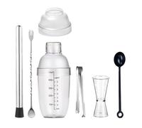 Shaker da cocktail in plastica 500 ml for la casa, tè al latte, bevanda, miscelatore for vino, bottiglia di shake con bar, barista, bicchieri, bollitore, set strumenti for festa(Style 1)