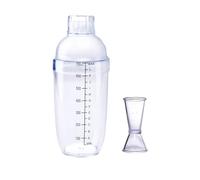 Shaker da cocktail in plastica con misurino, miscelatore per bevande a mano, shaker per tè Boba con scale, bottiglia trasparente per proteine (700 ml)