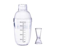 Shaker da cocktail in plastica con misurino, miscelatore per bevande a mano, shaker per tè Boba con scale, bottiglia trasparente per proteine (500 ml)