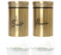 Shaker di sale e pepe mettono gli agitatori di sale e pepe in vetro da 150 ml con coperchi in acciaio inossidabile accessori per shaker per spezie ricaricabili per il ristorante da cucina d'or