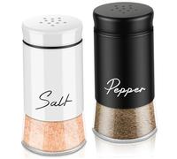 Shaker di sale e pepe set 2 pcs/set 150 ml di agitatori di sale e pepe sigillati shaker senza slip con coperchio in acciaio inossidabile rivestimento in vetro per cucina (nero, bianco)