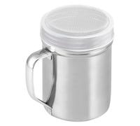 Shaker in acciaio inox - Shaker in metallo con coperchio | Shaker per condimento | Shaker per zucchero a velo con manico | Draga sale e pepe | Setaccio per farina per cottura in cucina