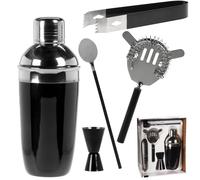 Shaker per Bevande e Cocktail Boston Drink Maker Acciaio 5 pezzi Nero Lucido