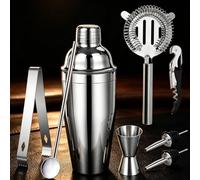 Shaker per Cocktail 750ml in Acciaio Inox Kit Barman Set Professionale Strumenti per Cocktail, Set di 8 Strumenti da Bar per Mescolare Vari Cocktail e Drink, Il Set è Ideale per Casa, Feste o Bar