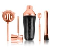 Shaker per Cocktail Acciaio Inox/Vetro Set Da Bar Con Shaker For Cocktail E Accessori: Kit Misurino Cucchiaio Mescolare, Colino Pestello(Copper Plated)