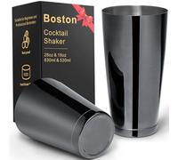 Shaker per cocktail in acciaio inox, 2 pezzi, 510 g, non ponderato e pesato da 793,8 g, shaker professionale per barista, shaker Boston, mixer per bevande (nero)